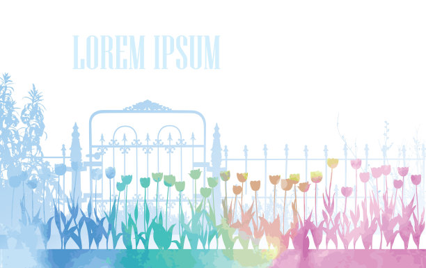 水彩花园门口图片下载