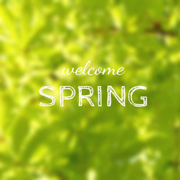 欢迎春天，绿色背景图片下载