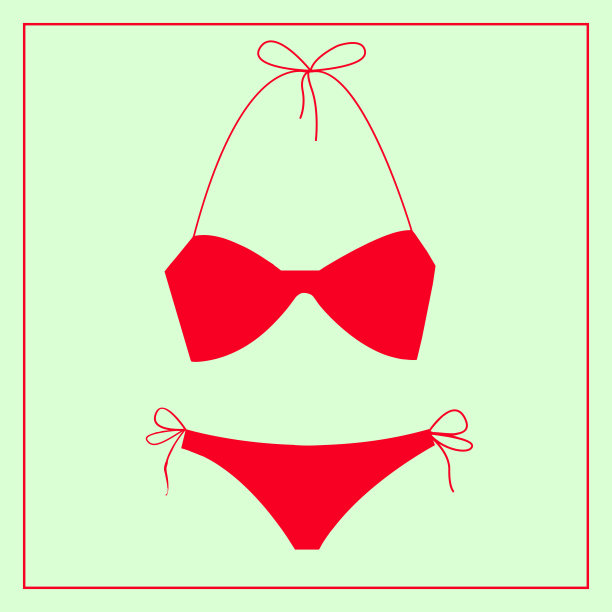 绿色背景上的红色泳衣图片下载