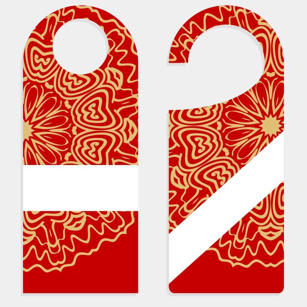 门悬挂模型隔离在白色背景上。设计与花卉曼荼罗装饰。矢量图图片下载