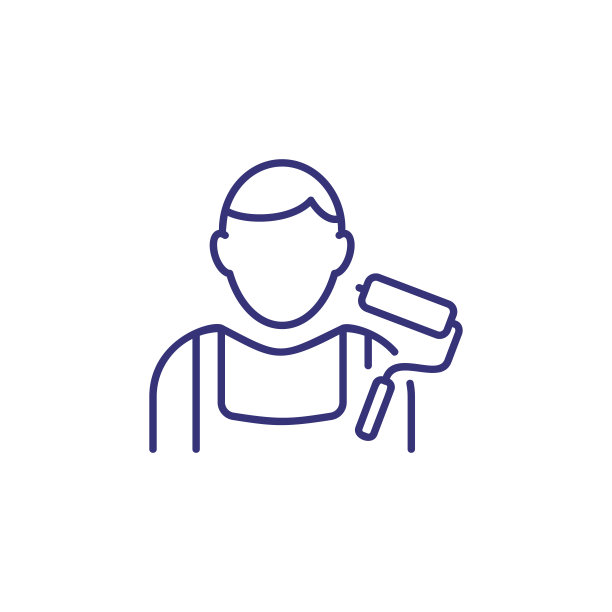 房屋油漆工线图标图片下载