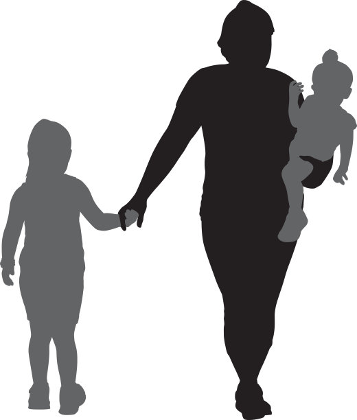 妈妈和女儿的剪影图片下载