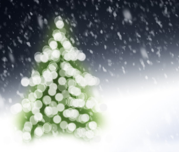 飘渺的圣诞树在雪夜图片下载