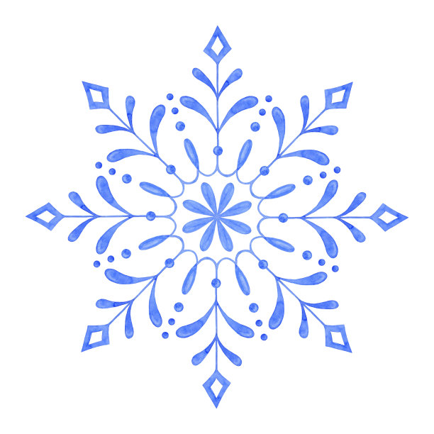 手绘装饰水彩雪花插画图片下载