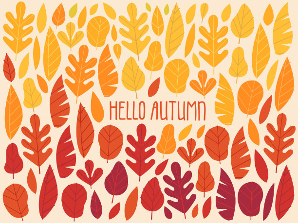 秋天的背景与红色和黄色的叶子素材图片