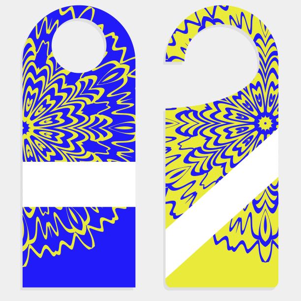 门悬挂传单与花卉曼荼罗图案的房间在酒店，度假村，家庭孤立的白色背景。矢量插图。图片下载