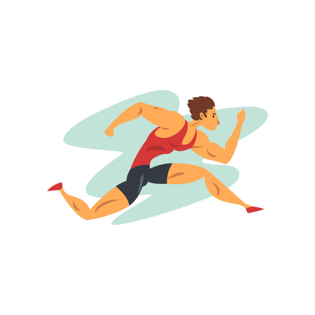 运动员男子跑步，职业运动员在体育锦标赛田径竞赛矢量插图上的白色背景图片下载