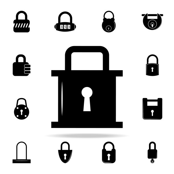 锁形图标：用于网页和移动设备的锁和钥匙通用图标集图片下载