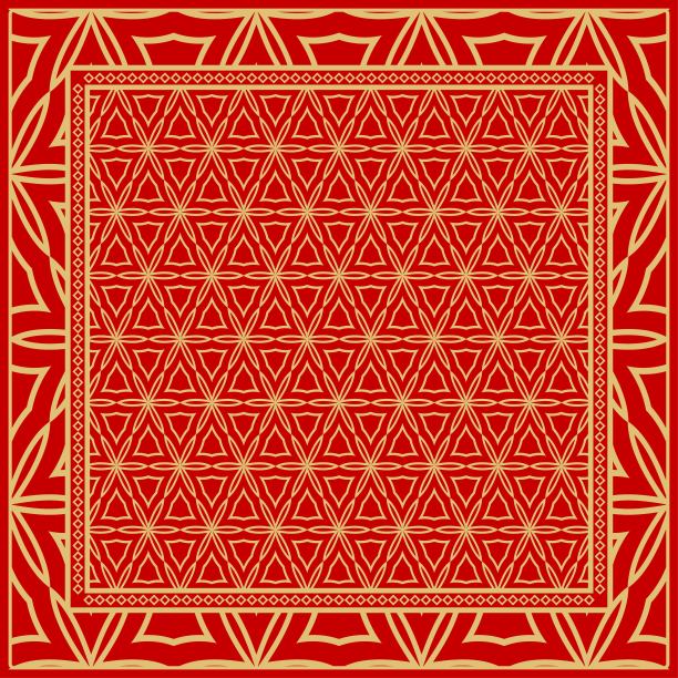 背景，几何图案与华丽的花边框架。插图。为围巾印花，织物，封面，剪贴簿，手帕，帕雷奥，披肩。图片下载