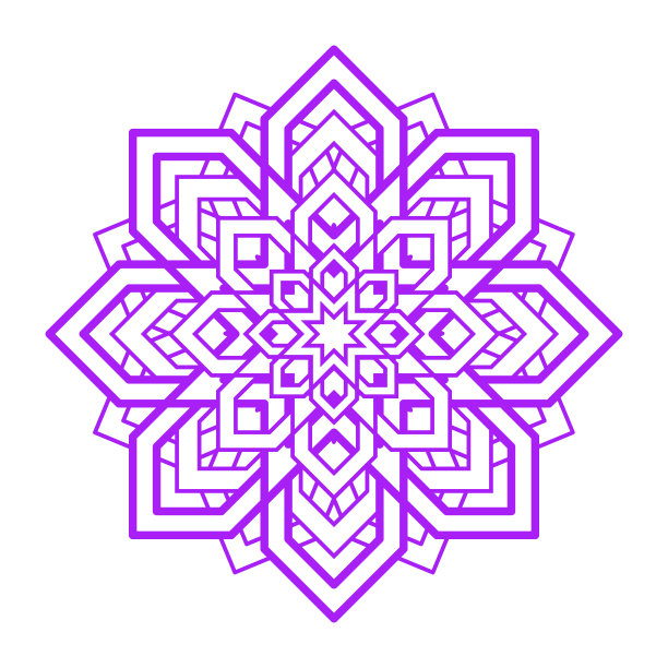 曼陀罗花。矢量瑜伽设计元素。抽象的象征。紫色花卉插图。现代理念的瑜伽，冥想老师，美丽和时尚。直觉，想象，宇宙的象征图片下载