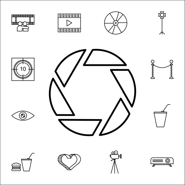 孔径图标。影院图标通用设置为网络和移动图片下载