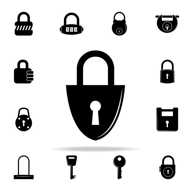 锁形图标：用于网页和移动设备的锁和钥匙通用图标集图片下载