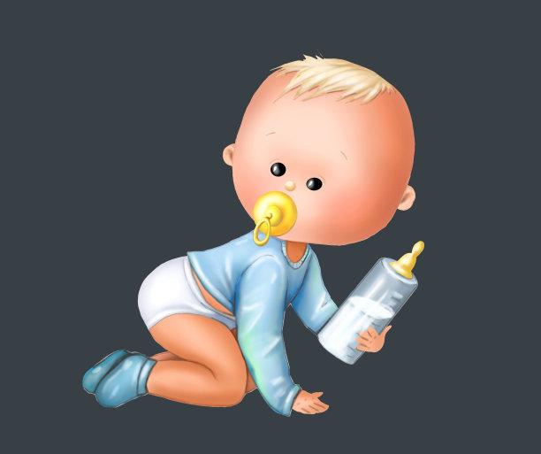 可爱的宝宝和奶瓶图片下载