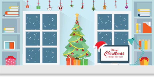 室内工作在圣诞节。图片下载