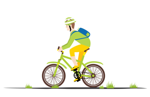 平面风格的自行车骑士。骑自行车的人。图片下载