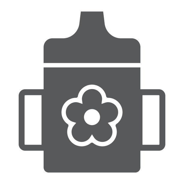 婴儿杯字形图标，孩子和瓶子，容器标志，矢量图形，白色背景上的固体图案。图片下载