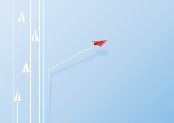 纸张艺术风格的商业团队和一个不同的视觉创意概念的想法。图片下载