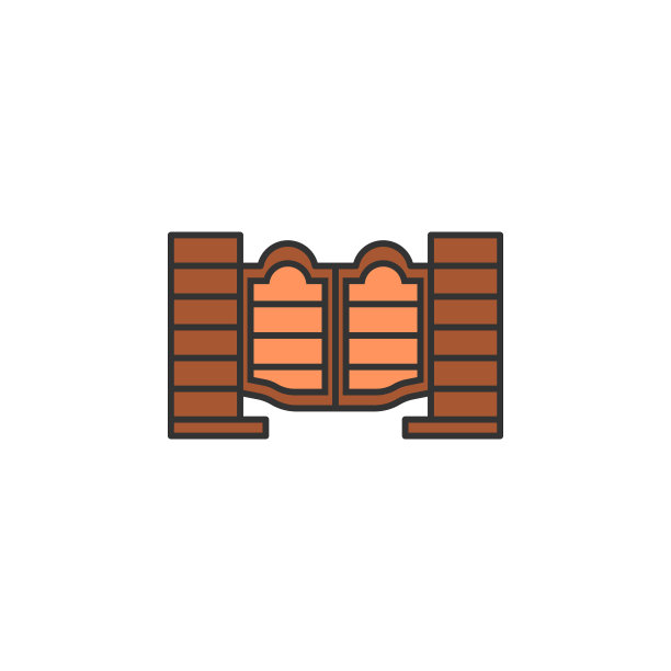 门栏上的彩色图标。移动概念和web应用的狂野西部图标元素。卡通门的酒吧图标可以用于网页和手机图片下载