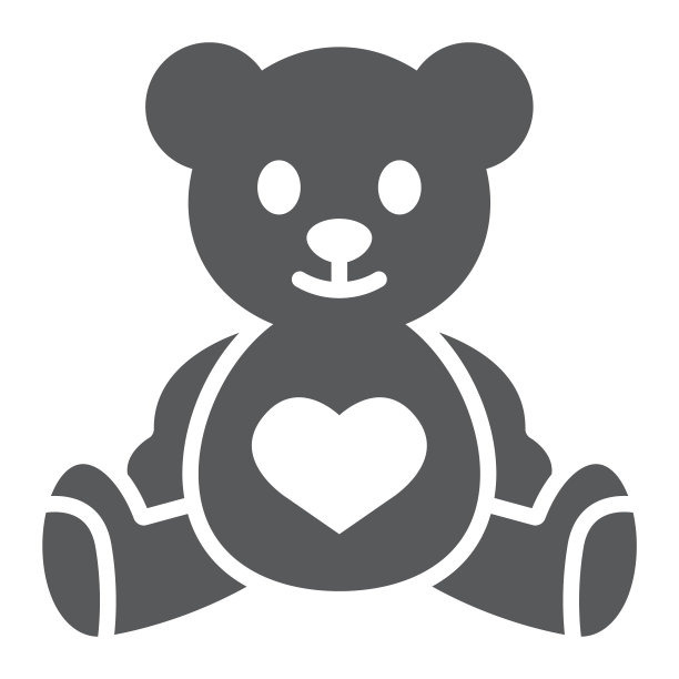泰迪熊象形图标，儿童和玩具，动物标志，矢量图形，白色背景上的固体图案。图片下载
