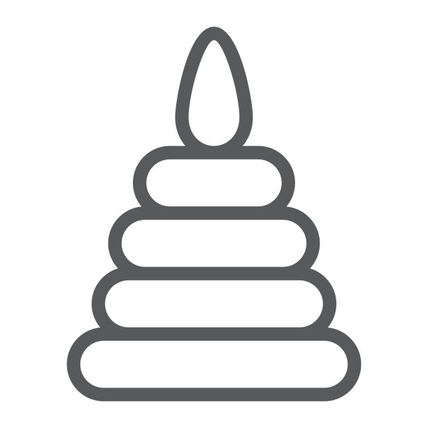 玩具金字塔线图标，儿童和游戏，塔标志，矢量图形，白色背景上的线性图案。图片下载