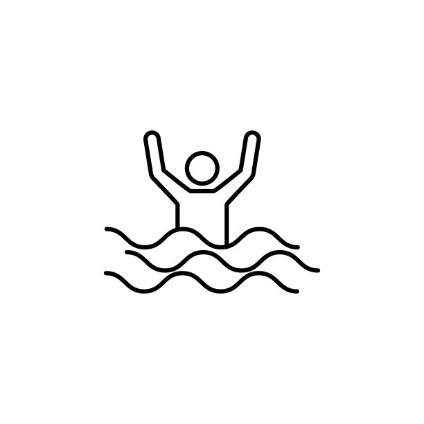 溺水者线性图标。用于移动概念和Web应用程序的保险标志元素。可用于Web和移动的细线溺水者图标。高级图标图片下载