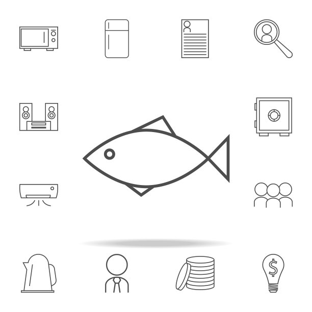 一条鱼图标。网页图标通用设置为网页和移动图片下载