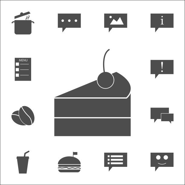 一块带有樱桃图标的蛋糕。网页图标通用设置为网页和移动图片下载