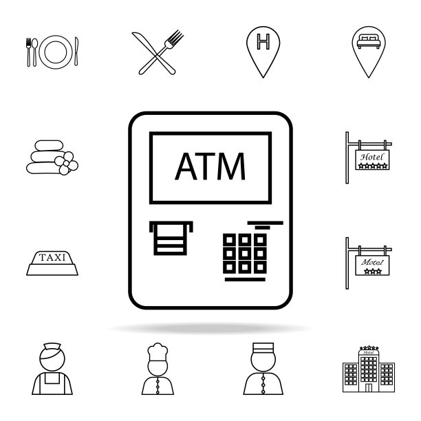 ATM图标，用于网页和移动端的酒店通用图标集图片下载