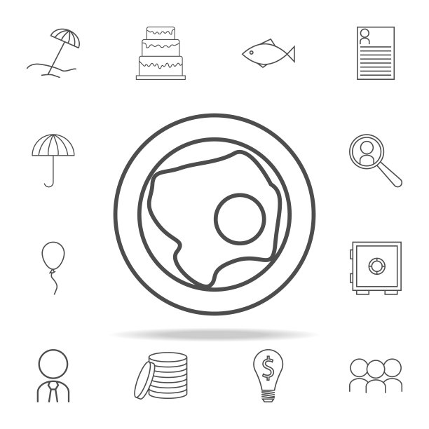 盘子上的煎蛋图标。网页图标通用设置为网页和移动图片下载