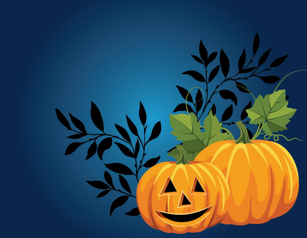 有趣的万圣节背景与南瓜和杰克O' Lantern图片下载