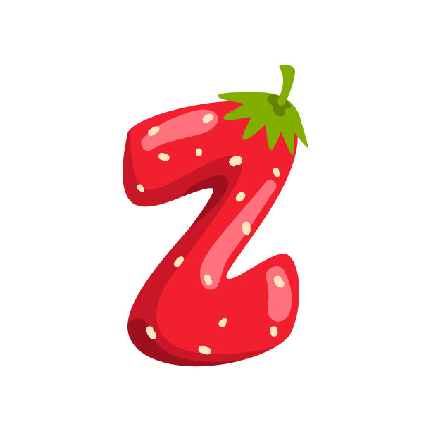 英文字母Z由成熟的新鲜草莓制成，鲜红的浆果字体矢量插图在白色的背景图片下载