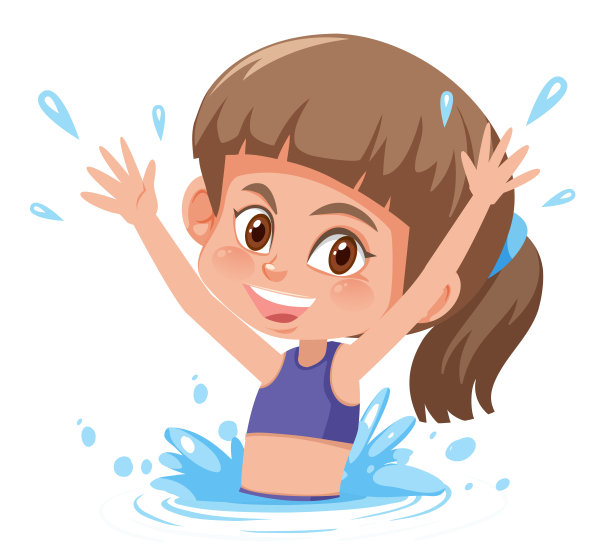 小女孩在水里戏水图片下载