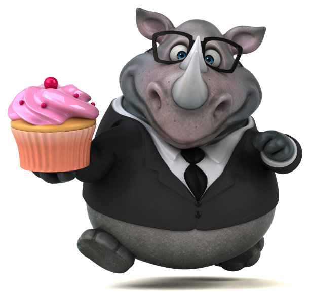 有趣的犀牛- 3D插图图片下载