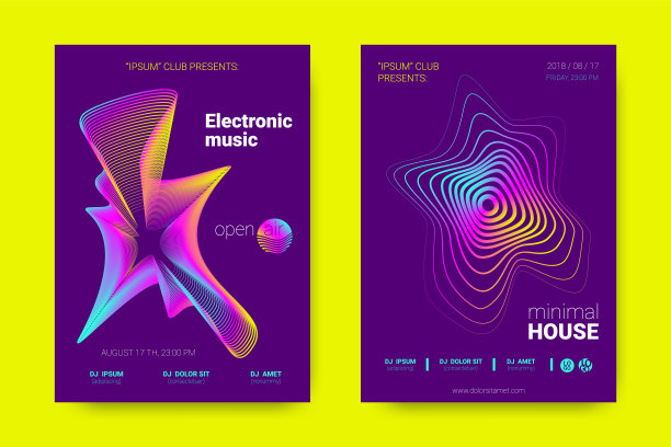 音乐海报与波浪线和失真。图片下载