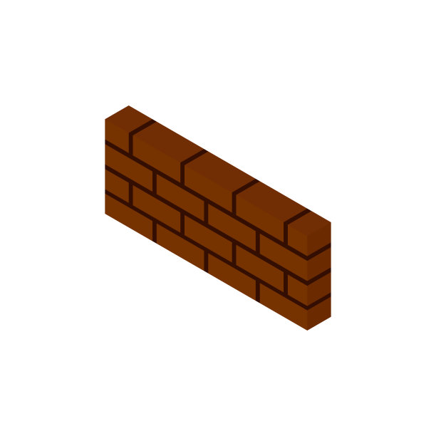 砖墙图标等距。矢量图图片下载