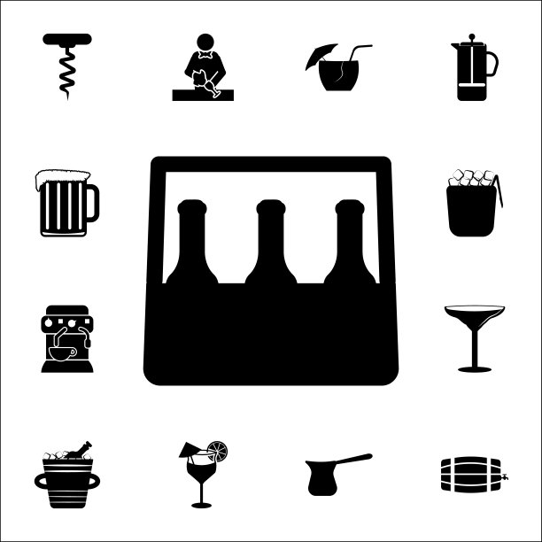 啤酒图标箱。酒吧图标通用设置为网络和移动图片下载