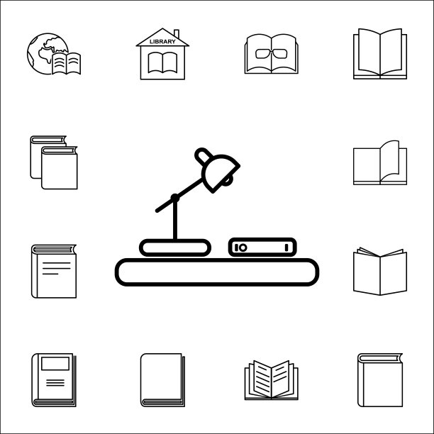 表阅读图标。书籍和杂志图标普遍设置为网络和移动图片下载