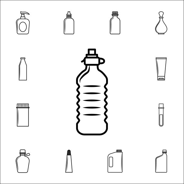 塑料水瓶图标：通用瓶子图标，适用于网页和移动设备图片下载