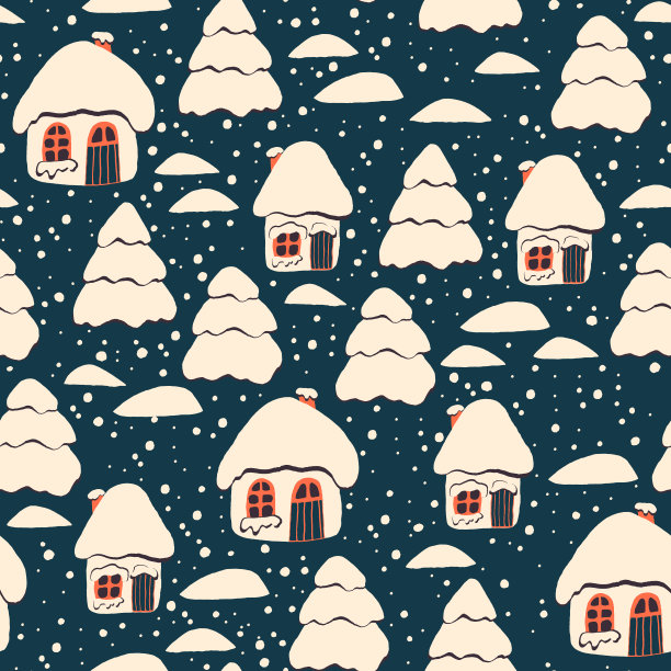 圣诞节无缝模式与房屋图片下载