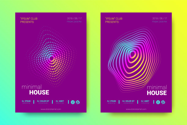 音乐海报设置与波浪线和失真。图片下载