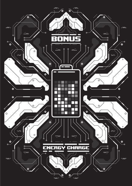 赛博朋克的未来海报与电池图标。技术抽象海报模板。现代传单为网和打印。图片下载