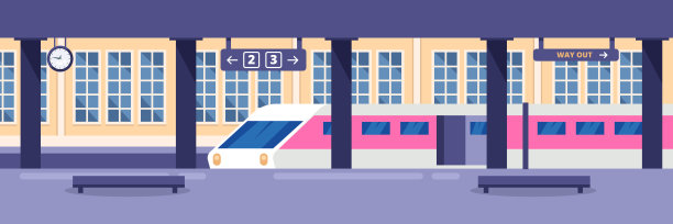 空火车站上的现代高速列车。铁路客运公共交通，矢量图。图片下载