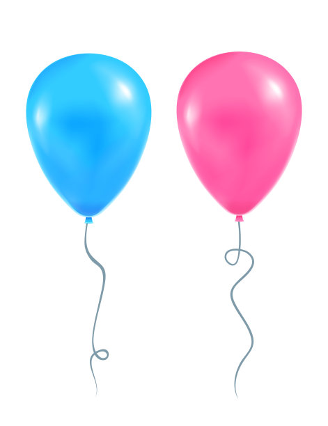 两个气球蓝色和粉红色图片下载