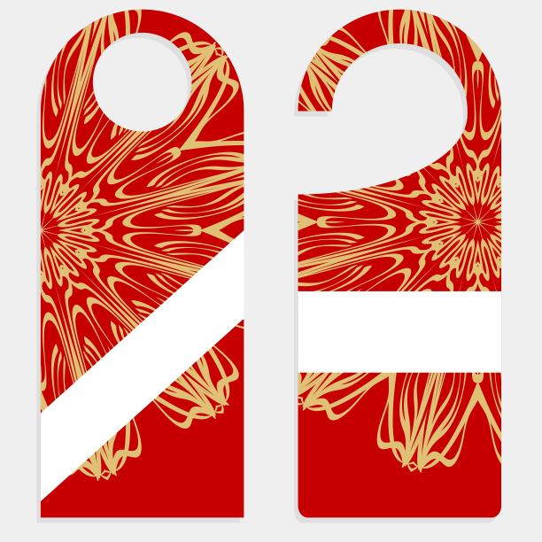 一组门挂孤立在白色背景。设计与花卉曼荼罗装饰。矢量图图片下载