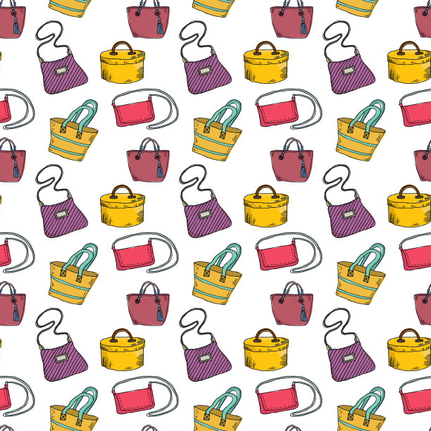 无缝图案与箱包。图片下载