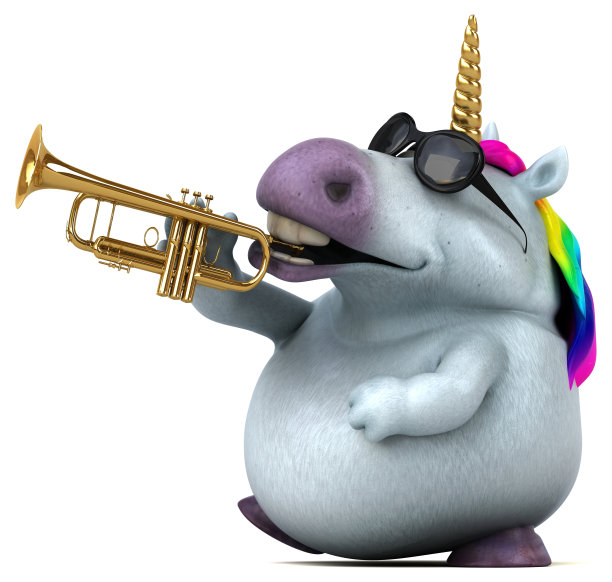 有趣的独角兽- 3D插图图片下载