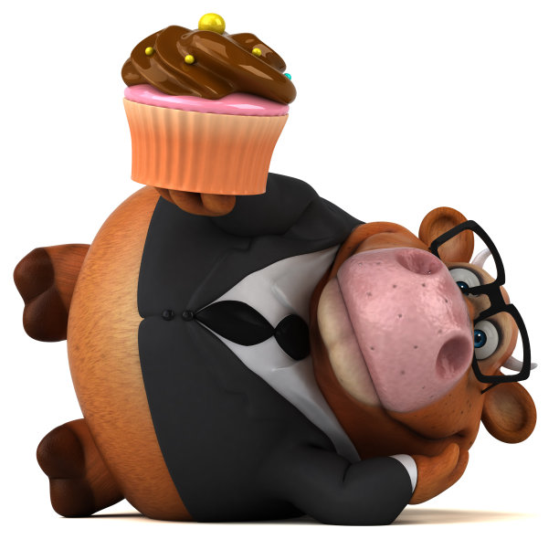 有趣的牛- 3D插图图片下载