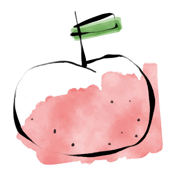 铅笔画和水彩画苹果水果图片下载