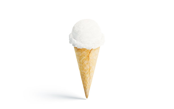 空白白色冰淇淋蛋筒模型，孤立图片下载