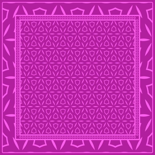 带有几何花朵图案的围巾设计。矢量插图。无缝的。印花手帕，披肩，地毯，桌布，床罩，时尚图片下载